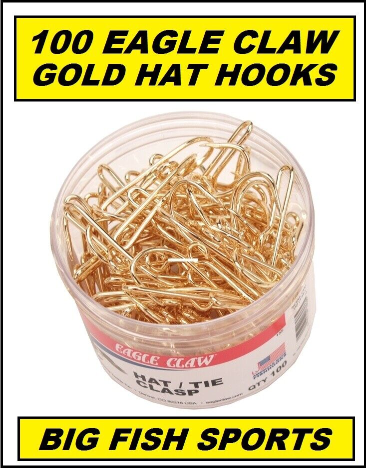 100 EAGLE CLAW HAT HOOKS Hat Pin/Tie Clasp GOLD PLATED FISH HOOK HAT