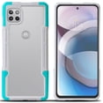thumbnail image 3 of Nakedcellphone Acrylic Hybrid Series Compatible with Motorola One 5G Ace Case - [White/Turquoise] Clear Back Panel, TPU Rubber Trim, Anti-Shock Phone Cover for XT2113, 3 of 7