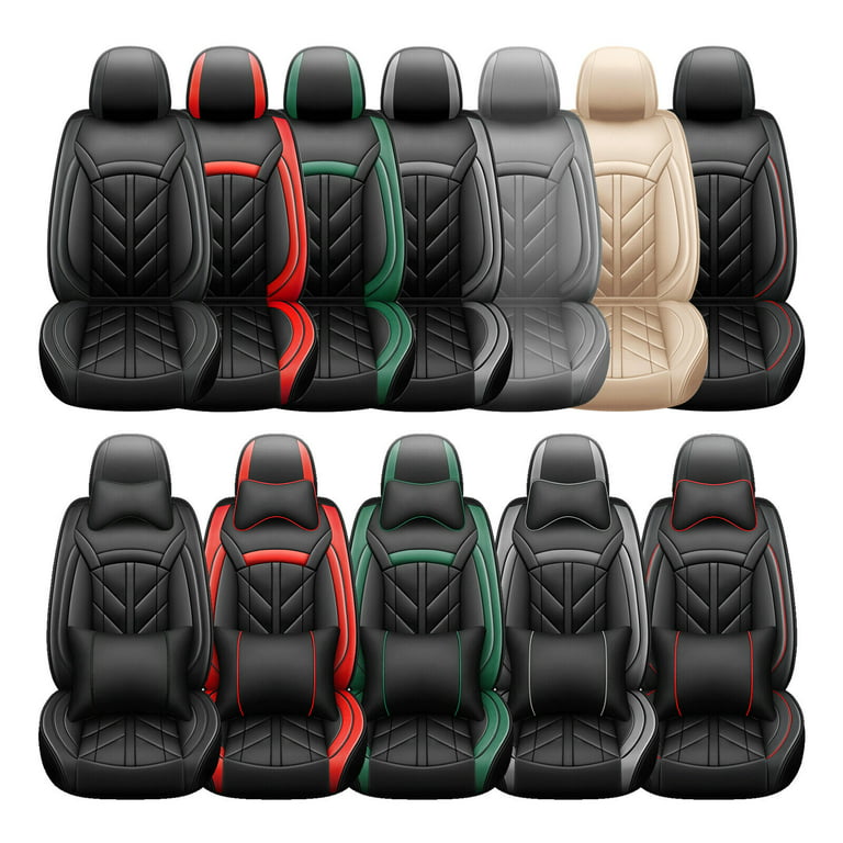 Coverado Auto Seat Covers Set Black and Red Trim, 5 Seats Car Seat Covers  Full Set, Breathable Faux Leather Universal Seat Protectors Cushions, Auto Interior  Accessories Fit Most Sedan SUVs Trucks 