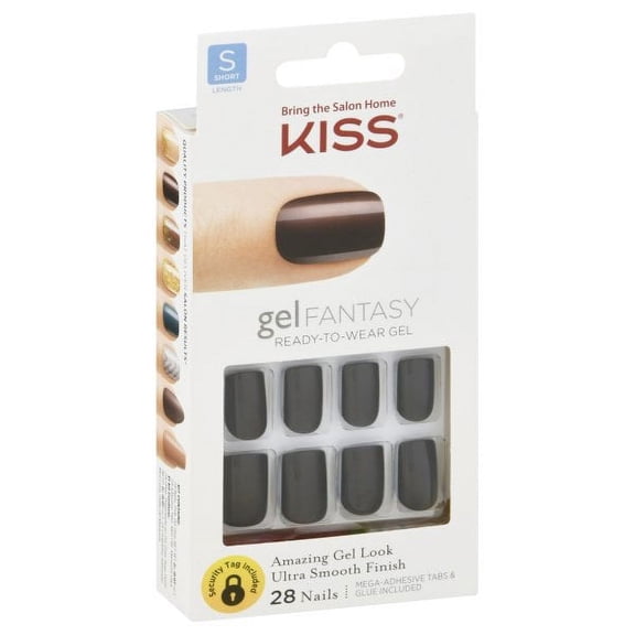 Kiss Nails GEL FANTASY-Short Design Nails w/Adhesive Tabs & Glue (KGNC100F-Own Party)