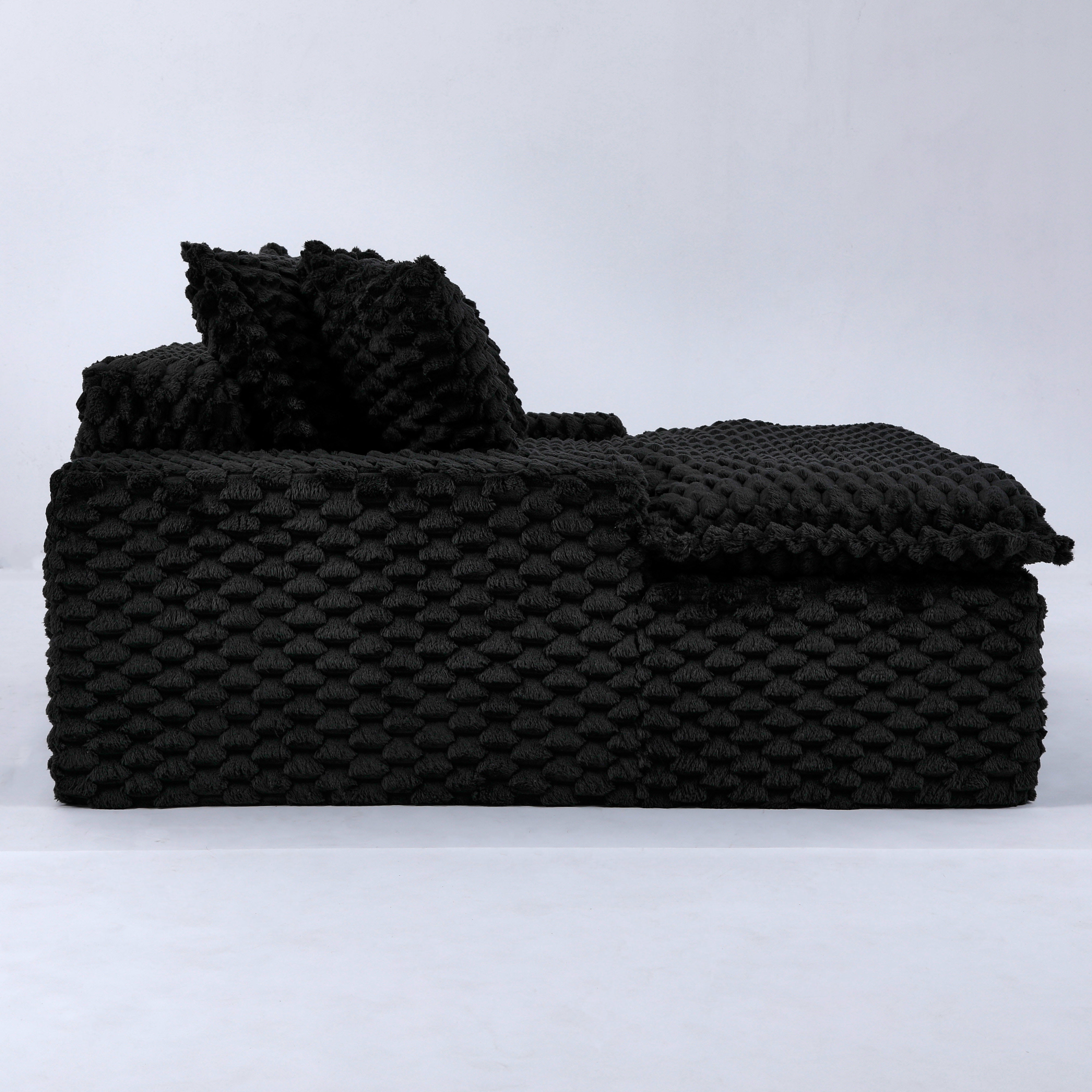 Gewnee 51 Inch Single Sofa,Extra-Wide Seats and Armrests,Two Pillows and One Backrest,Suitable for Bedrooms and Living Rooms.Black