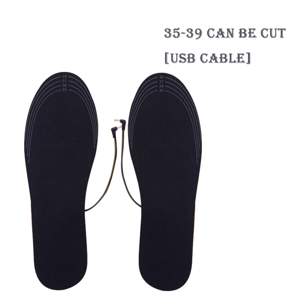 2pcs USB Electric Heated Insoles Winter Keeping Feet Warm Washable Shoe Mat 