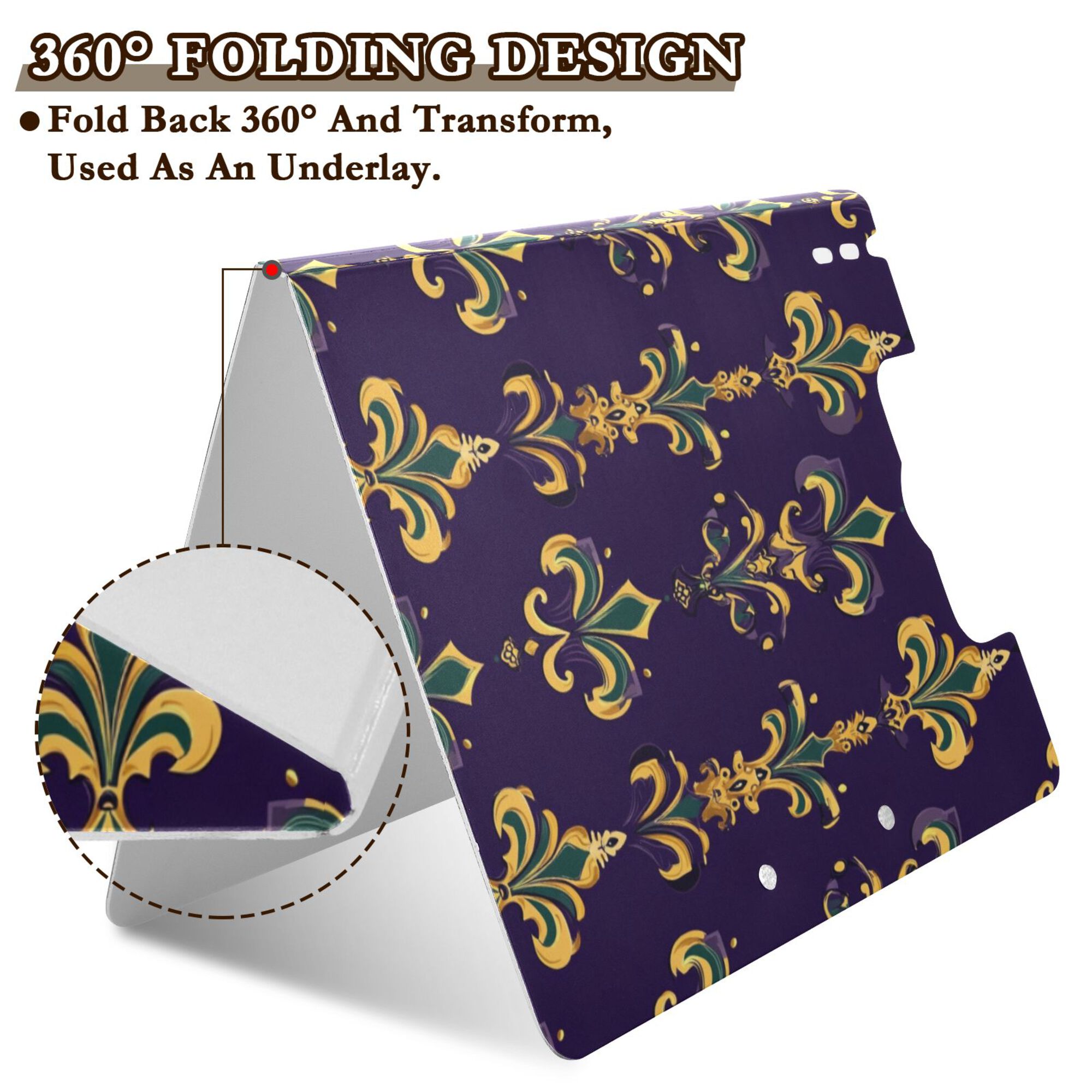 FORMRS A4 Clipboard Folder with Pen Holder Horizontal Foldable School Office Binder, Purple Flowers Pattern