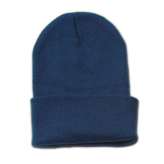 Blank Long Cuff Winter Beanie , Navy