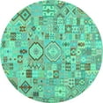 thumbnail image 1 of Ahgly Company Indoor Round Southwestern Turquoise Blue Country Area Rugs, 4' Round, 1 of 4