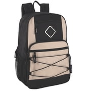 24 Pack of Bulk Wholesale 18.5 Inch Multi Pocket Dual Zipper Bungee Cord Laptop Backpacks for Gym, Travel and Commuting in Male Colors Pack