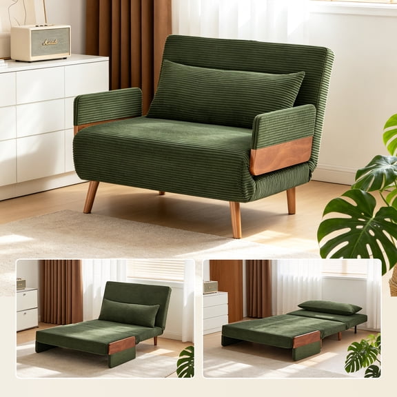 Convertible Folding Sofa Bed, Multi-Position Adjustable Floor Sofa, High-Density Foam Sleeper Chair