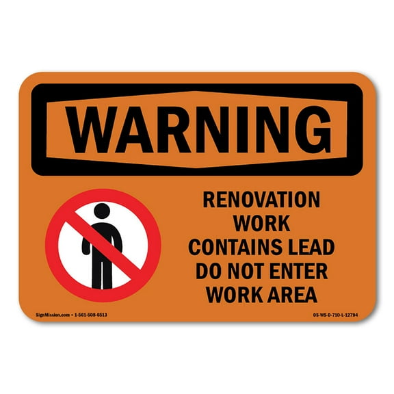 OSHA WARNING Sign - Renovation Work Contains Lead Do Not Enter | Decal | Protect Your Business, Work Site, Warehouse & Shop Area | Made in the USA