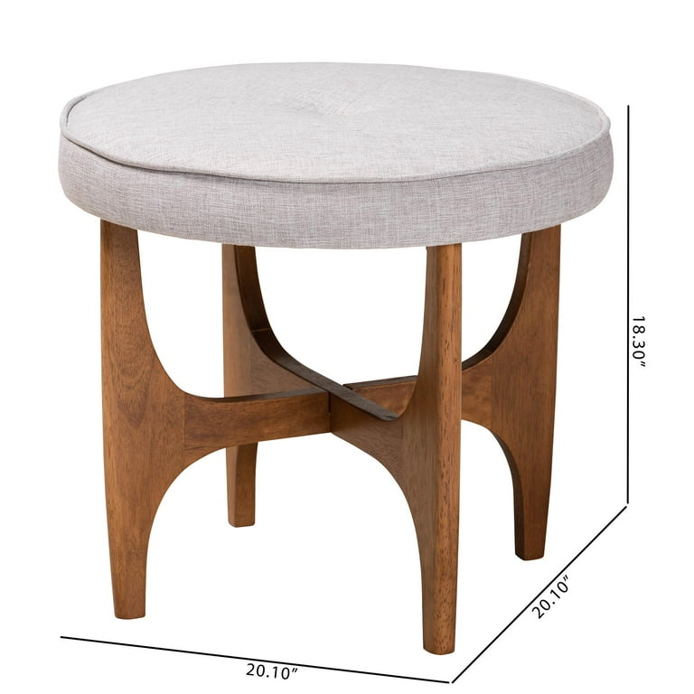 Baxton Studio Theo Japandi Ottoman Footstool Greyish Beige