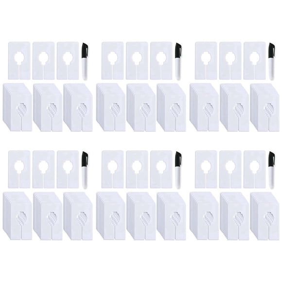 180 Closet Dividers for Hanging Clothes- Rectangle Clothing Size Dividers,White Closet Divider Set with Marker