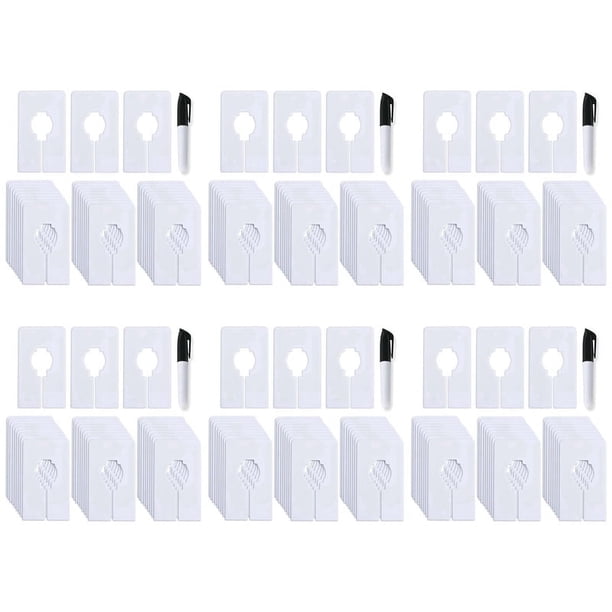 180 Separadores de Armario para Colgar Ropa - Separadores de TamañO de Ropa Rectangulares, Juego de Separadores de Armario Blancos con Marcador