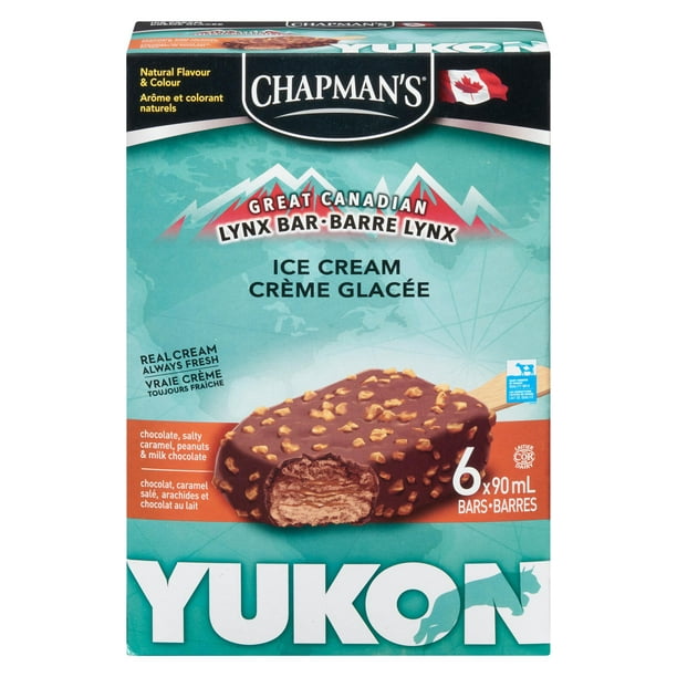 Chapman's Yukon Lynx barre de crème glacée chocolate, caramel salé et arachides 6 x 90 mL