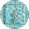 thumbnail image 1 of Ahgly Company Indoor Round Animal Light Blue Traditional Area Rugs, 4' Round, 1 of 4