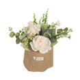 thumbnail image 3 of Flor colgante artificial con bolsa de arpillera, jarrón, simulación de rosa en maceta. Blanco, 3 of 9