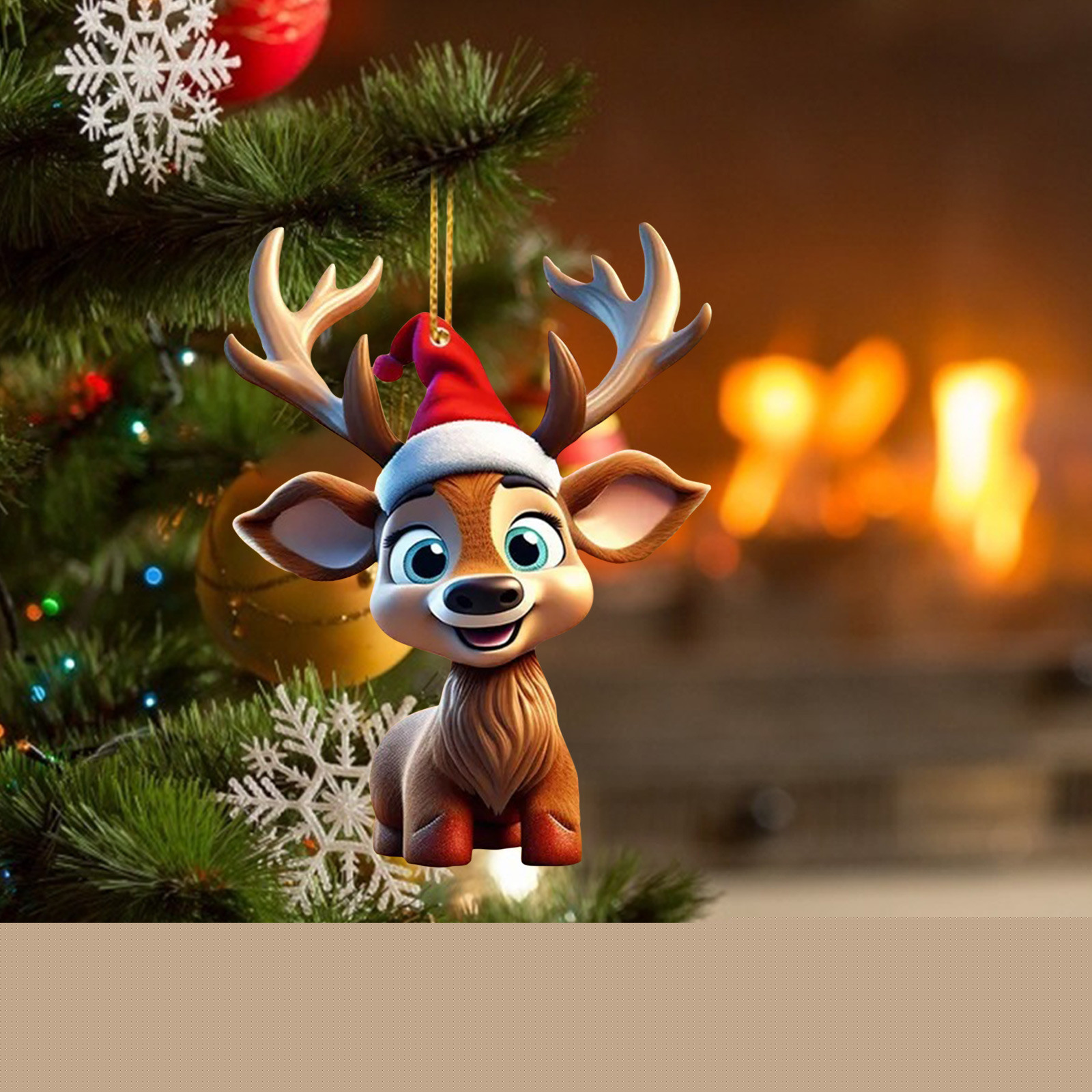 thumbnail image 5 of KCEHTA Elk Christmas Ornaments, Elk Ornaments for Christmas Tree, Cute Cartoon Flat Acrylic Elk Christmas Decorations Indoor for Xmas Party Tree Home Decor, 5 of 6