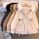 thumbnail image 2 of Chaqueta de plumón con Capucha forrada de lana para mujer, abrigo de invierno, Parkas acolchadas con cordón cálido, ropa de calle informal coreana, prendas de vestir acolchadas para mujer, 2 of 5