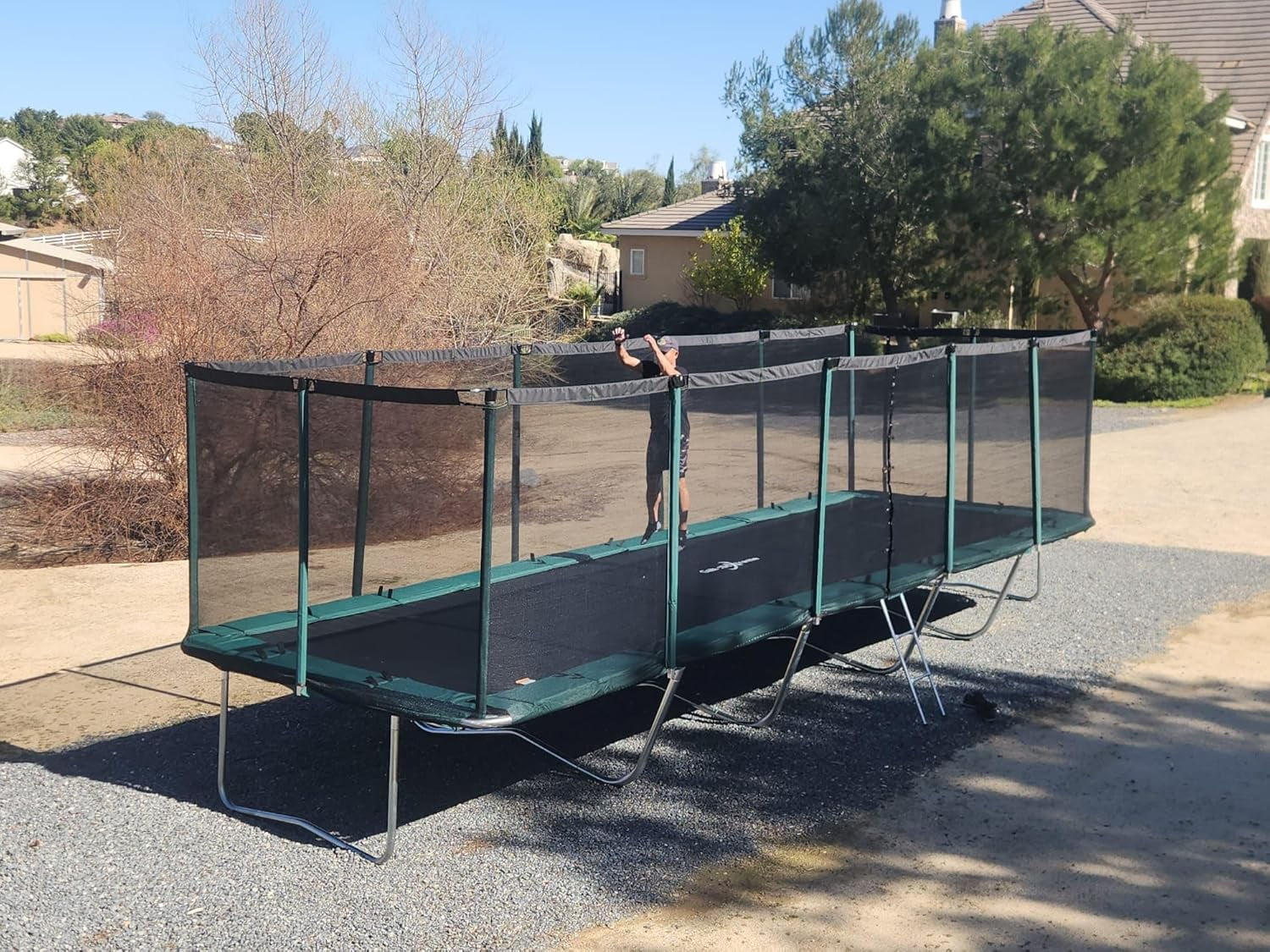 Galactic Xtreme 10x30 FT Outdoor Rectangle Trampoline with Net Enclosure 750Lbs Heavy Weight Jumping Capacity - Outdoor Gymnastics Trampolines for Adults and Kids