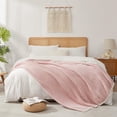 thumbnail image 4 of Snuggle Sac Waffle Knit Throw Blanket Reversible Textured Blanket Fuzzy Microfiber Throw,Pink,60*80", 4 of 5