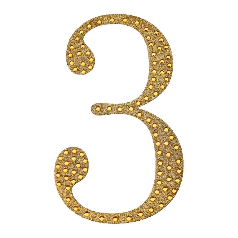 8-Inch Gold Letter Number Self-Adhesive Rhinestones GEMS STICKERS Party  Crafts