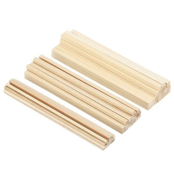 Uxcell 6" Dowel Rods Wood Sticks Square Wooden Dowels Unfinished Hardwood Sticks 1/8" 3/16" 15/64" 60 Pcs