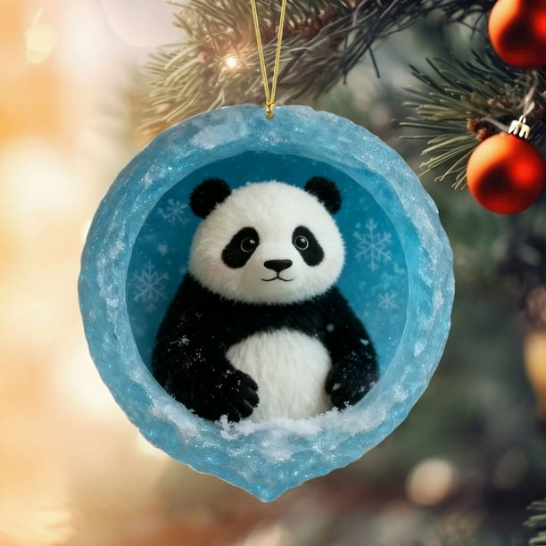 Adornos acrílicos con estampado de animales navideños | Adornos navideños de doble cara para árbol de Navidad | Regalos colgantes de 8 x 8 cm para familiares y compañeros de trabajo