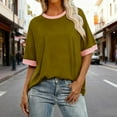thumbnail image 2 of UPPADA Womens Plus Size Shirts Scoop Neck Short Sleeve T-Shirts Dressy Plus Size Blouses Loose Fit Casual Summer Blouses Comfy Solid Color Trendy Basic Tees ropa de mujer en oferta,Army Green,L, 2 of 4