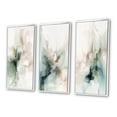 thumbnail image 3 of Designart "Modernity Essence Green and Cream III" Abstract Framed Wall Art Set Of 3 - Green Marble Frame Canvas Set For Living Room Decor, 3 of 6