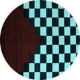 thumbnail image 1 of Ahgly Company Indoor Round Abstract Light Blue Modern Area Rugs, 5' Round, 1 of 4