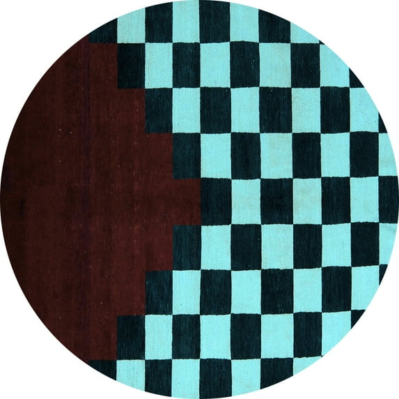 Ahgly Company Indoor Round Abstract Light Blue Modern Area Rugs, 5' Round