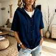thumbnail image 2 of yillto Womens Short Sleeve Sweater Cardigan with Hooded Button down Casual Loose Knit Coats with Pockets, 2 of 6