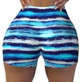 thumbnail image 2 of Pofeuu Ice Blue Stripes Print Workout Shorts for Women Scrunch Butt Lifting High Waisted Yoga Gym Seamless Booty Biker Shorts-X-Large, 2 of 8
