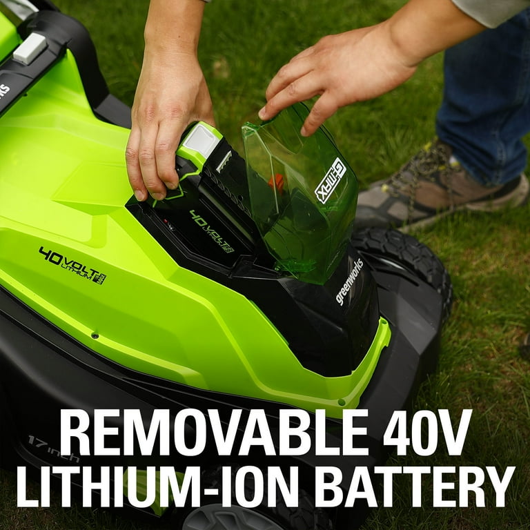 Greenworks 40V 17 Cordless Walk Behind Push Lawn Mower with 4.0 Ah Battery and Charger 2508302