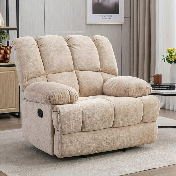 Dreamsir Oversized Rocker Recliner Chair, Manual Recliner Single Sofa