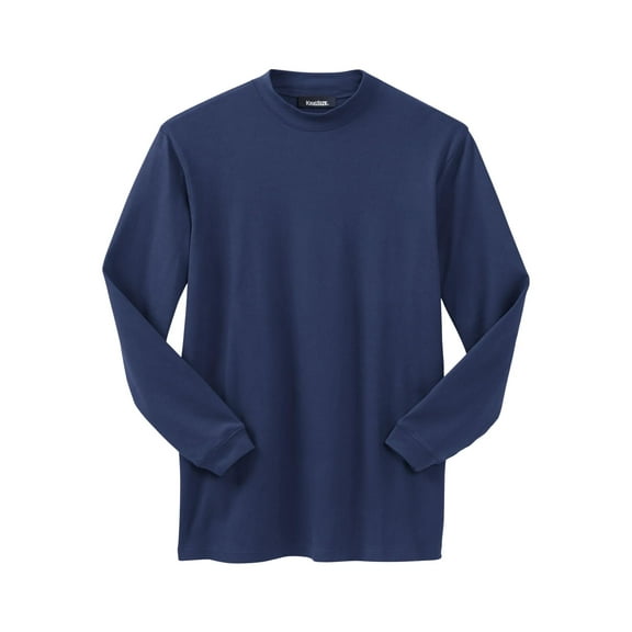 KingSize Men's Big & Tall Mock Turtleneck Long-Sleeve Cotton Tee - Big - 2XL, Navy Blue