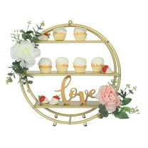 Golden Metal Tiered Cupcake Stand Round 3 Tier Dessert Stand Circle Cupcake Holder Stand for Dessert Table Display Party Wedding