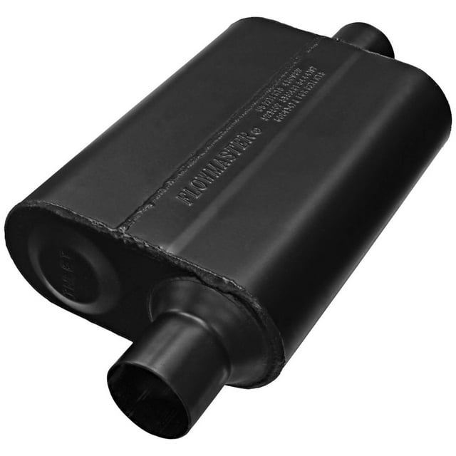 Flowmaster Exhaust Muffler 942446 Super 44 Delta Flow; Single 2-1/4 Inch Offset Inlet; Single 2-1/4 Inch Center Outlet; 13 Inch Body/19 Inch Overall Length