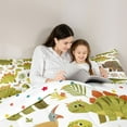 thumbnail image 5 of Feelyou Cute Green Dinosaur Bedding Comforter Set, Jungle Leaves Botanical Twin Comforter Sets, Kawaii Cartoon Animal Reversible Bedding Set, Ultra Soft Bedroom Decor, 2-Piece, 5 of 8