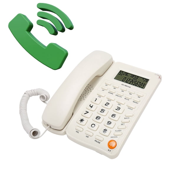 Landline Telephone, Splitter Interface Energy Saving Skid Resistance Big Button Corded Phone Multipurpose for Bedroom for Hotel Black,White