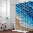 thumbnail image 3 of Coastal Ocean Bathroom Shower Curtain, Beach Dark Blue Waves Gradient Oil Painting Waterproof Washable Soft Bath Curtain for Bathtub Decor with 12 Hooks&Grommet, 60x72 Inch, 3 of 9