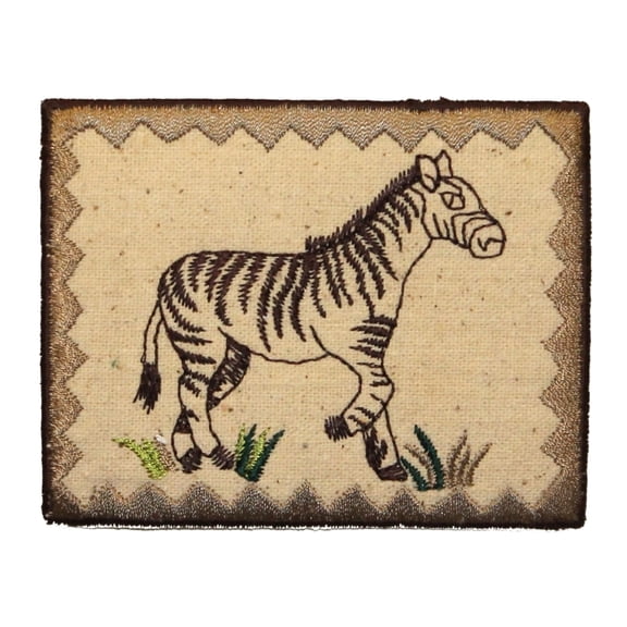 ID 0758 Zebra Portrait Patch Zoo Badge Picture Embroidered Iron On Applique
