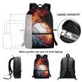 thumbnail image 3 of ZUXONGSY Baseball Fire Water Print 3 Pack Backpack for Girls Boys Teens School Bag for Kids Elementary Middle High School Bookbag Travel Laptop Daypack Back to School Gifts, 3 of 6