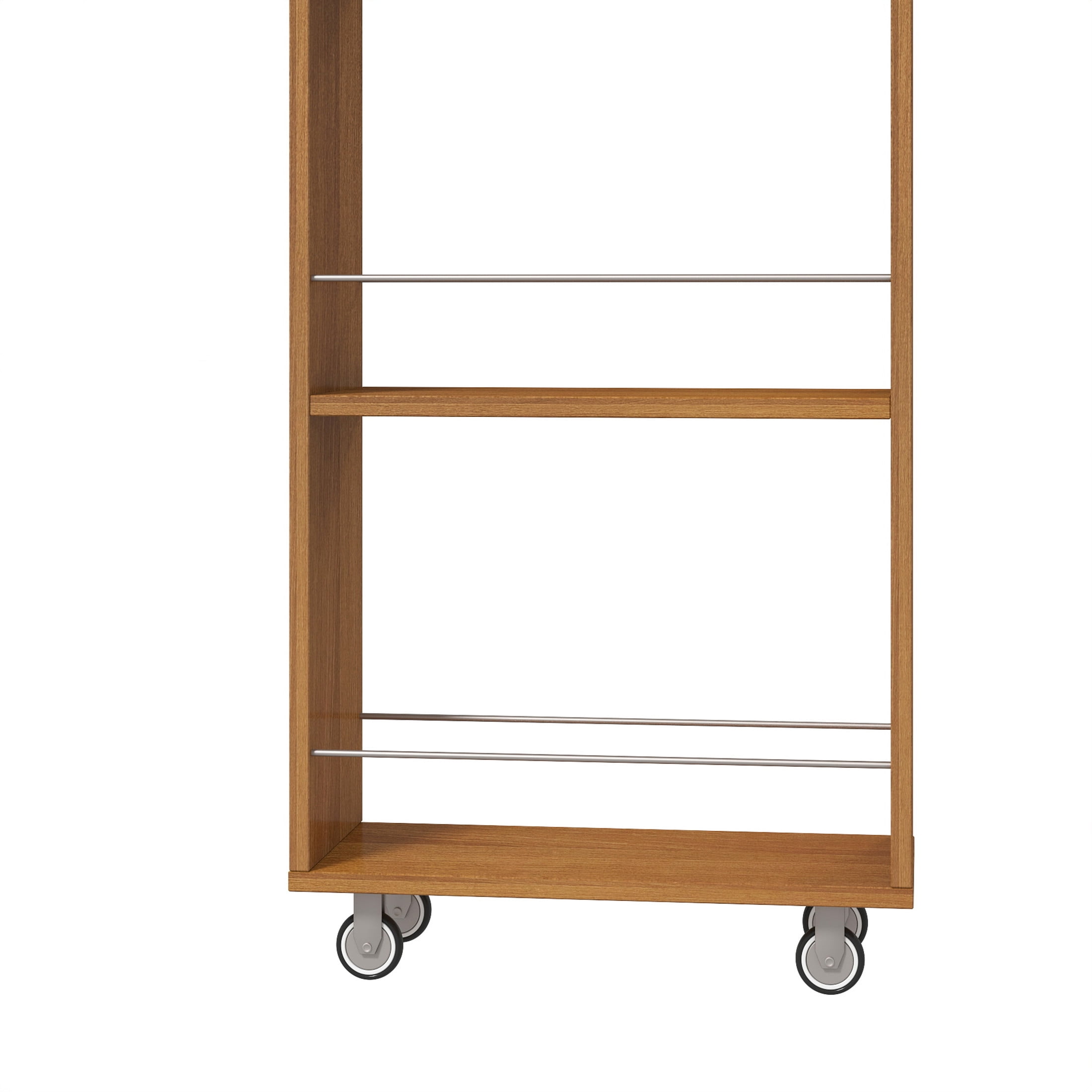 Noble House Dinah 7-Tier Slim Pull-Out Storage Cart, Narrow Mobile Pantry Utility Cart with Wheels for Kitchen, Oak