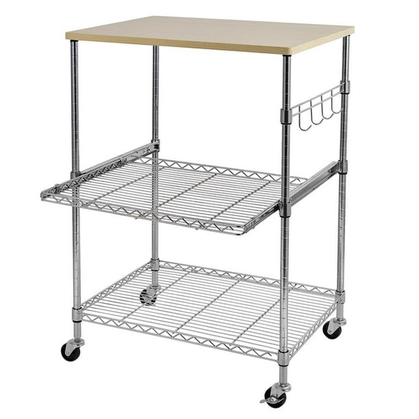 Ktaxon Kitchen Rolling Microwave Cart on Wheels, Storage Rack, Wood