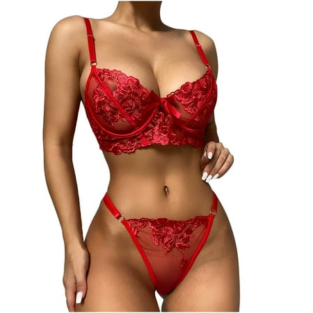 IROINNID Women s Sleeveless V-Neck Lingerie Strap Lingerie Corset Lace Free Wire Racy Muslin Sleepwear Tops+Briefs At Hip G-String Lingerie