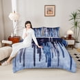 thumbnail image 4 of Manfei Retro Geometric Lines Queen Comforter Set,Splash Ink Aesthetic Bedding Sets,Blue Striped Bedding Comforter Set For Teens,Luxury Bedroom Decor Reversible,3-Piece, 4 of 8