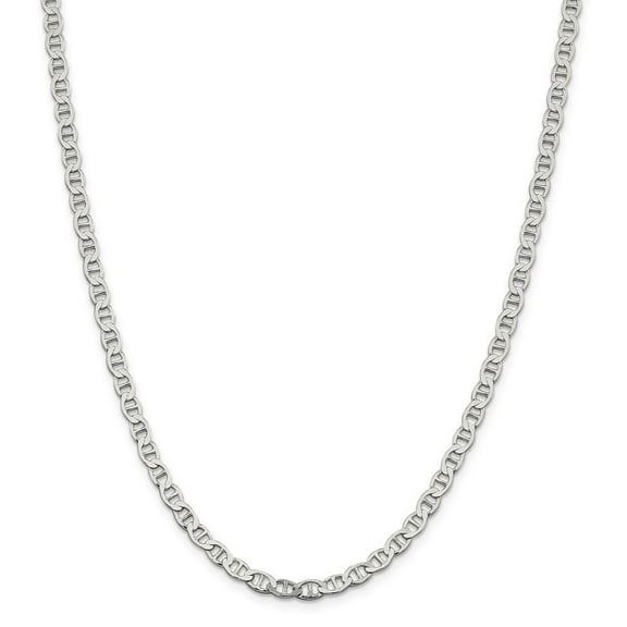 Sterling Silver 4.75mm Semi-solid Flat Anchor Chain Necklace - 11.0 Grams - 18 Inch