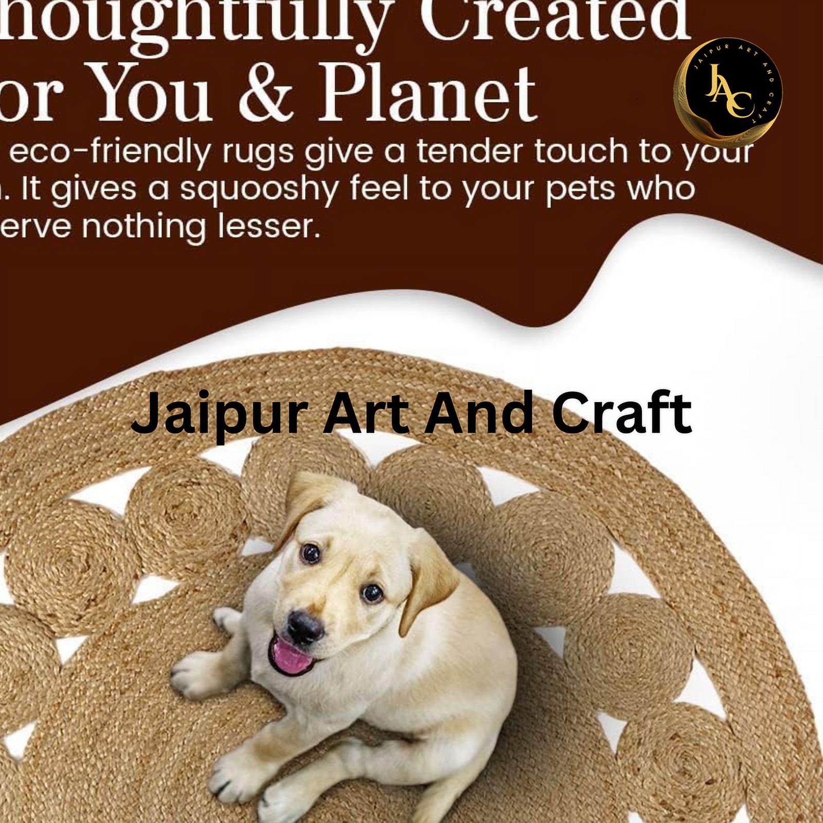 Jaipur Art And Craft Hand Braided Round Jute Area Rug for Home Décor Reversible Boho Charm Carpet (5x5 Sq Ft)
