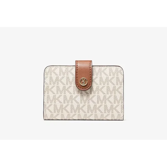 Michael Kors Jet Set Travel Small Signature Logo Billfold Wallet Vanilla