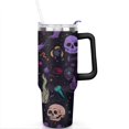 thumbnail image 2 of 40 Oz Halloween Spooky Tumbler with Handle and Straw, Double Wall Vacuum Reusable Stainless Steel Water Bottle Leak Proof Insulated Travel Mug Scary Iced Coffee Cup, for Iced or Cold Beverages, 2 of 7