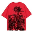 thumbnail image 4 of FAOWME Women Man Halloween T Shirt Round Neck Half Sleeve Skeleton Print Plus Size Comfortable Stylish Tee Tops For Casual Daily Wear,Red,Xxxl, 4 of 4